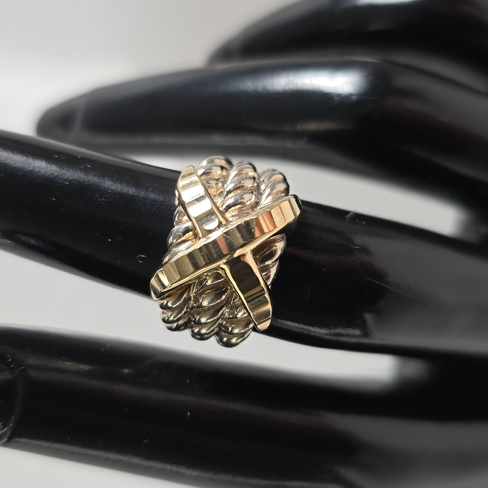 14K Solid Gold 'X' Sterling Silver 925 Women Ring